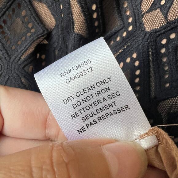 For Love & Lemons Florence Black Geometric Lace Mini Dress Size Medium - Picture 7 of 7